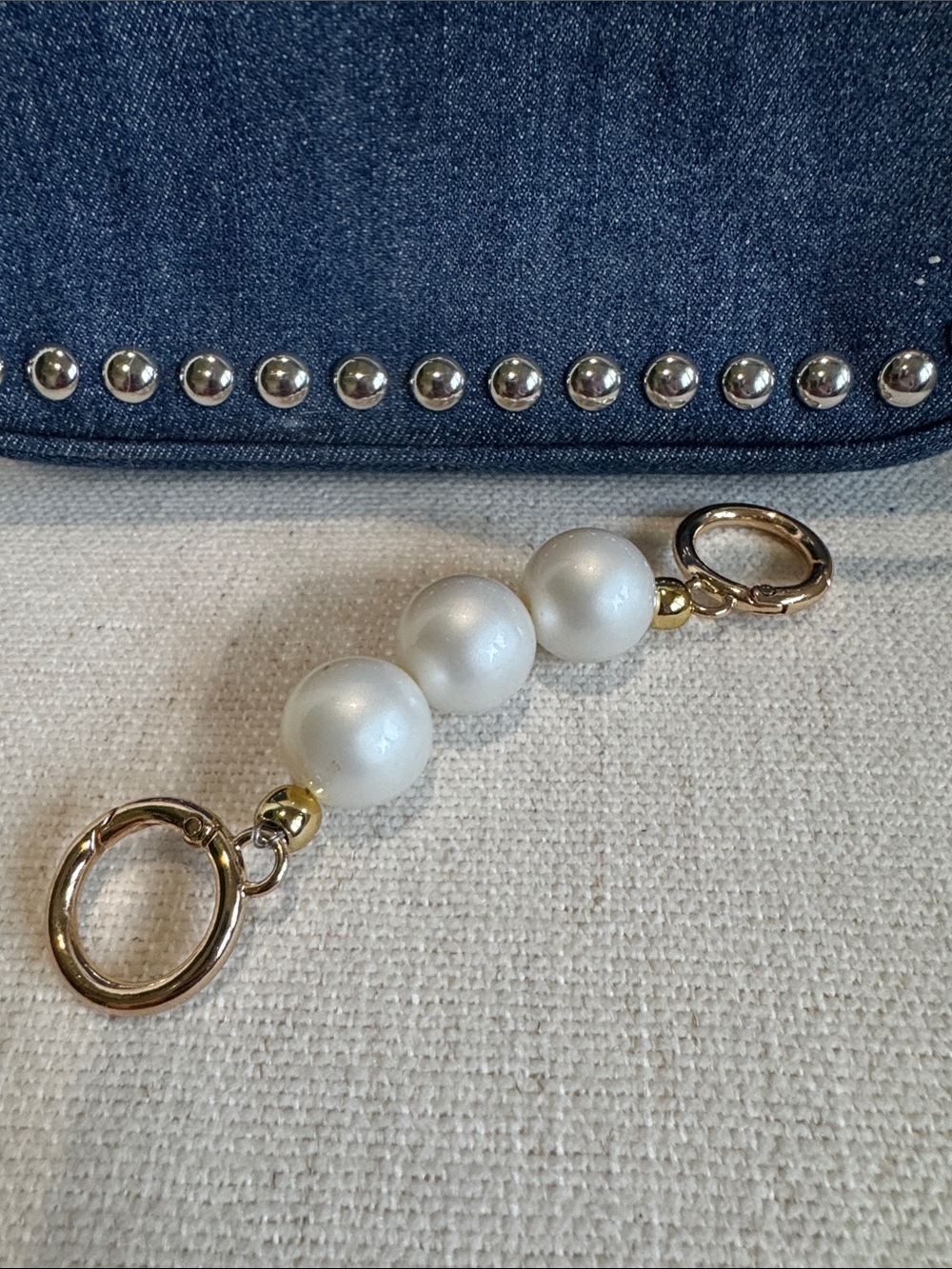 Coach Nolita Denim Studded Wristlet - Dark Blue.  Like new  💗Free bag charm 💗 - Picture 4 of 7